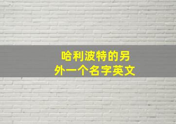 哈利波特的另外一个名字英文