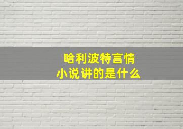 哈利波特言情小说讲的是什么