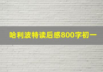 哈利波特读后感800字初一