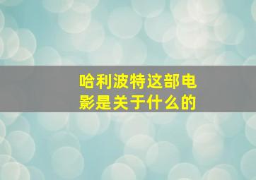 哈利波特这部电影是关于什么的