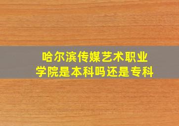 哈尔滨传媒艺术职业学院是本科吗还是专科