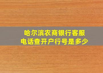 哈尔滨农商银行客服电话查开户行号是多少