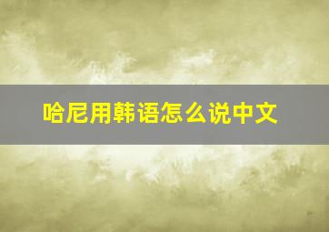 哈尼用韩语怎么说中文