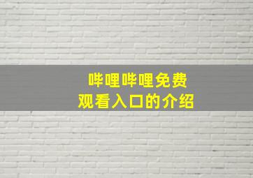 哔哩哔哩免费观看入口的介绍