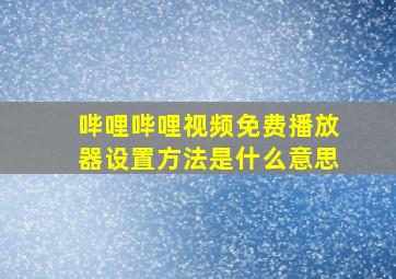 哔哩哔哩视频免费播放器设置方法是什么意思