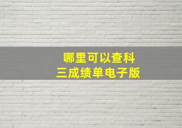 哪里可以查科三成绩单电子版