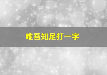 唯吾知足打一字