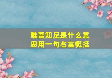 唯吾知足是什么意思用一句名言概括