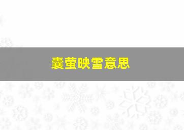 囊萤映雪意思