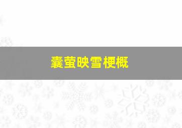 囊萤映雪梗概