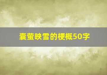 囊萤映雪的梗概50字