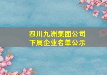 四川九洲集团公司下属企业名单公示