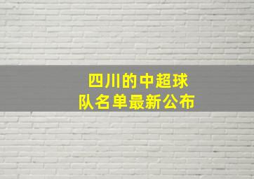 四川的中超球队名单最新公布