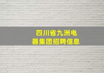 四川省九洲电器集团招聘信息