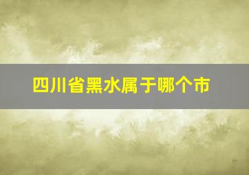 四川省黑水属于哪个市