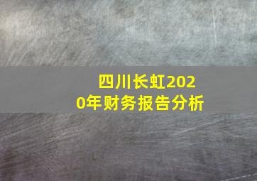 四川长虹2020年财务报告分析