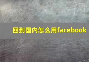 回到国内怎么用facebook