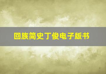 回族简史丁俊电子版书