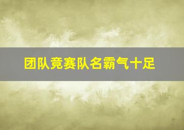 团队竞赛队名霸气十足