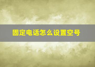 固定电话怎么设置空号