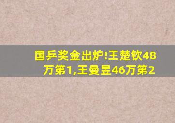 国乒奖金出炉!王楚钦48万第1,王曼昱46万第2