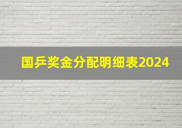 国乒奖金分配明细表2024