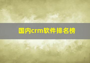 国内crm软件排名榜