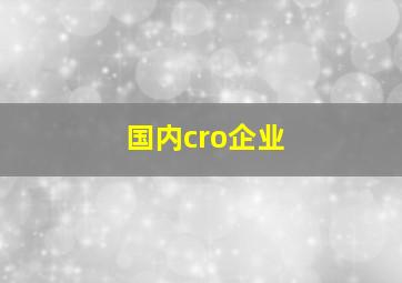 国内cro企业