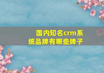 国内知名crm系统品牌有哪些牌子