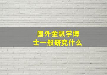 国外金融学博士一般研究什么