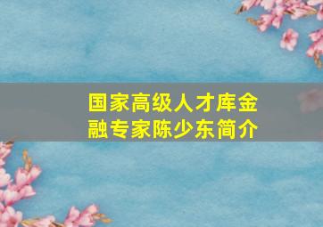 国家高级人才库金融专家陈少东简介