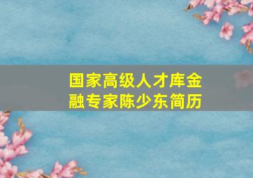 国家高级人才库金融专家陈少东简历