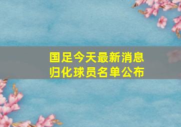 国足今天最新消息归化球员名单公布