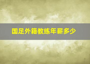 国足外籍教练年薪多少