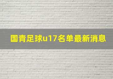 国青足球u17名单最新消息