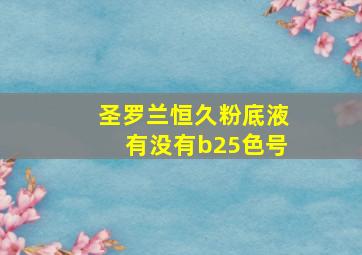 圣罗兰恒久粉底液有没有b25色号