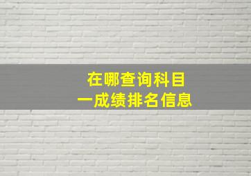 在哪查询科目一成绩排名信息