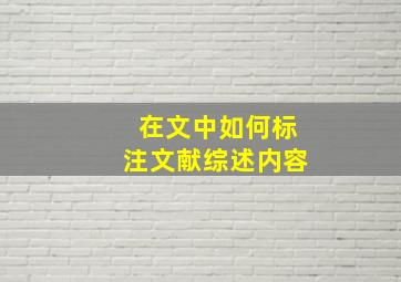 在文中如何标注文献综述内容