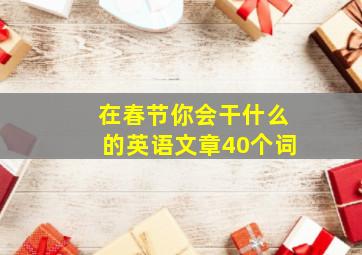 在春节你会干什么的英语文章40个词