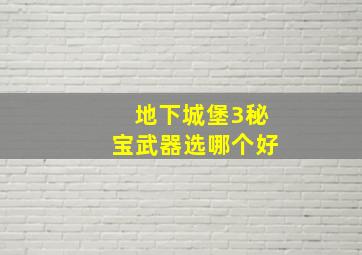 地下城堡3秘宝武器选哪个好