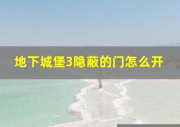 地下城堡3隐蔽的门怎么开