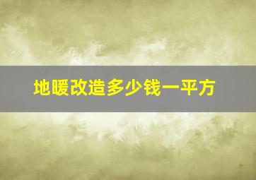 地暖改造多少钱一平方