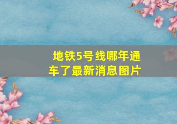 地铁5号线哪年通车了最新消息图片