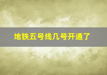 地铁五号线几号开通了