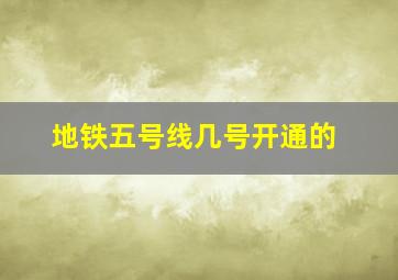 地铁五号线几号开通的