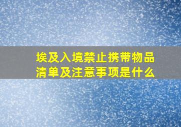 埃及入境禁止携带物品清单及注意事项是什么