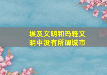 埃及文明和玛雅文明中没有所谓城市