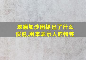 埃德加沙因提出了什么假说,用来表示人的特性