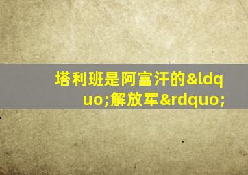 塔利班是阿富汗的“解放军”