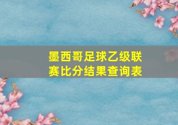 墨西哥足球乙级联赛比分结果查询表